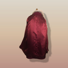 Load image into Gallery viewer, 60s Wine Cranberry Coat in Velveteen and Shearling with Grommet Belt