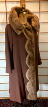 Load image into Gallery viewer, 50s Scallop Mink Swing Coat-- Hazel Mink Brown Wool Open Size 50s 60s Mod S/M/L Jackie Kennedy