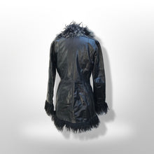 Load image into Gallery viewer, Coat Black Leather and Curly Lamb Fit and Flare Made in Italy