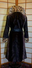 Load image into Gallery viewer, Vintage 60's 70's Faux Leopard Faux Pony Fur Printed Coat with Fold Over Belted S/M/L