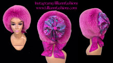 Load image into Gallery viewer, Pink Fox Fur Himalayan Hat Brocade Silk Iridescent