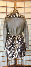 Load image into Gallery viewer, 70s Leather Fur Mink Cocoa Swirl Patchwork Vintage Coat With Fur Skirt S/M/L