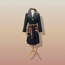 Load image into Gallery viewer, 70’s Black Patchwork Leather Trench Coat Spy