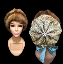Load image into Gallery viewer, Reserved for Stef- Himalayan Hat of Sea Green Gold Embroidered Silk and Golden Sable Fur