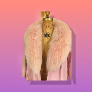 60s Pink Leather and Fox Fur Coat “Throw and Go” Swing