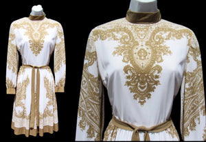 70’s I Magnin Gold Dress Eastern Sari Influenced Couture