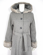 Load image into Gallery viewer, Hooded Princess Wool Pinup Vintage Fur Trimmed Coat S Fit Flare