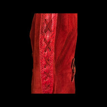 Load image into Gallery viewer, Italian Leather 70’s Red Suede and Snakeskin Coat
