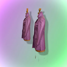 Load image into Gallery viewer, 70’s Vintage Purple Lavender Leather Coat Double Breasted Iconic 70’s Collar