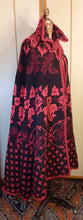 Load image into Gallery viewer, Vintage 70s Full Length Reversible Embroidered Cape- Red and Black Holiday Valentine's Day Victorian Gothic Romantic One Size For All