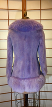 Load image into Gallery viewer, Purple Lavender Fur Coat Mod 60's 1960s Vintage Mink Leather Fox Fur Coat Rhinestone XS/S Russian Princess Penny Lane Almost Famous