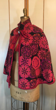 Load image into Gallery viewer, Women's Vintage Cape--60s 70s Red Embroidered Mod or Hippy Cape Poncho Tie Front Wool One Size Spring/Fall