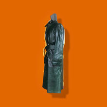 Load image into Gallery viewer, Deadstock 70’s Leather Forest Green Trench Spy Coat