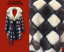 Load image into Gallery viewer, 60’s 70’s “Chess Board” Mosaic Intarsia Patchwork Mink Coat Leather Coat