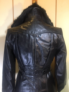 Black Leather 70s Trench Spy Coat Black Matrix Goth Jackie Kennedy Chic S Princess