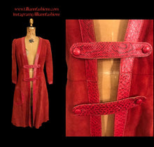 Load image into Gallery viewer, Italian Leather 70’s Red Suede and Snakeskin Coat