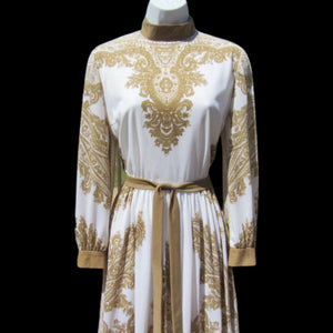 70’s I Magnin Gold Dress Eastern Sari Influenced Couture