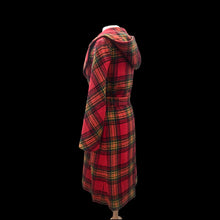 Load image into Gallery viewer, Vintage 60’s 70’s Red Plaid Hooded Wool Belted Coat
