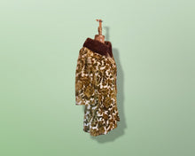 Load image into Gallery viewer, 60’s Vintage Women's Coat- 60s Heavy Velvet Floral Green Tapestry Carpet Lilli Ann Coat Mink