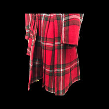 Load image into Gallery viewer, Red Plaid Vintage Wool Pleated Belted Coat