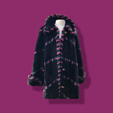 Load image into Gallery viewer, Fur Sheared Beaver Full Length Black Pink Intarsia Carved Zuki Style Coat