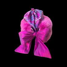Load image into Gallery viewer, Pink Fox Fur Himalayan Hat Brocade Silk Iridescent