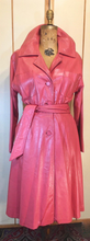 Load image into Gallery viewer, Vintage Women's Coat- 70s RARE PINK Leather Trench Coat Full Sweep Fit Flare Spy Salmon S/M