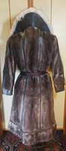 Load image into Gallery viewer, Mink, Leather Fox Fur Trench Coat S/M Mod Hippy Chic Boho Princess Fit and Flare Double Breasted