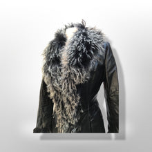 Load image into Gallery viewer, Coat Black Leather and Curly Lamb Fit and Flare Made in Italy