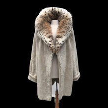 Load image into Gallery viewer, Massive Lynx and Beige Sheared Beaver Cozy Throw Oversized Coat