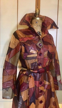 Load image into Gallery viewer, Vintage Coat Leather 70s- Michael Kors Studio 54 Melania Vintage 70s Patchwork Mosaic Leather Duster/Trench/Coat Hippy Small to Medium Up to 38" Bust