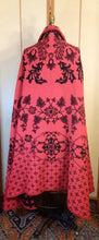 Load image into Gallery viewer, Vintage 70s Full Length Reversible Embroidered Cape- Red and Black Holiday Valentine's Day Victorian Gothic Romantic One Size For All