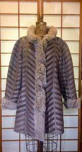 Afghan Reversible Chevron Shearling Lamb Mongolian Lamb Leather Suede Chevron Hippy Penny Lane Hipster Coat M/L/XL