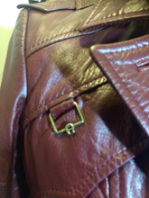 Load image into Gallery viewer, Vintage 70s Leather Coat Spy Trench Belted Fit and Flare Burgundy Oxblood M