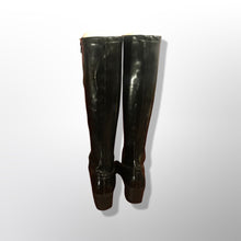 Load image into Gallery viewer, 60’s Vintage Boots Embroidered Vinyl Zip up Gogo Style Waterproof Boots Size 7/7.5
