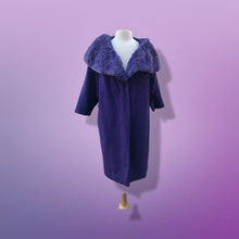 Load image into Gallery viewer, “For Mike” Vintage Purple Elegant Swing Coat with Massive Sheared Beaver Dyed Collar Glamour