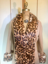 Load image into Gallery viewer, 60s Lilli Ann Mod Pinup Rabbit Leopard Print Coat---Pinup Real Rabbit Fur Printed with Leopard Mod Princess S/M