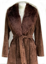 Load image into Gallery viewer, Vintage 70s Saks Fifth Ave Suede Coat Leather Sheep Shearling Afghan Russian Long Princess Brown Almost Famous Hippy Penny Lane S/M