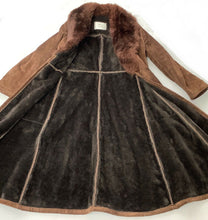 Load image into Gallery viewer, Vintage 70s Saks Fifth Ave Suede Coat Leather Sheep Shearling Afghan Russian Long Princess Brown Almost Famous Hippy Penny Lane S/M